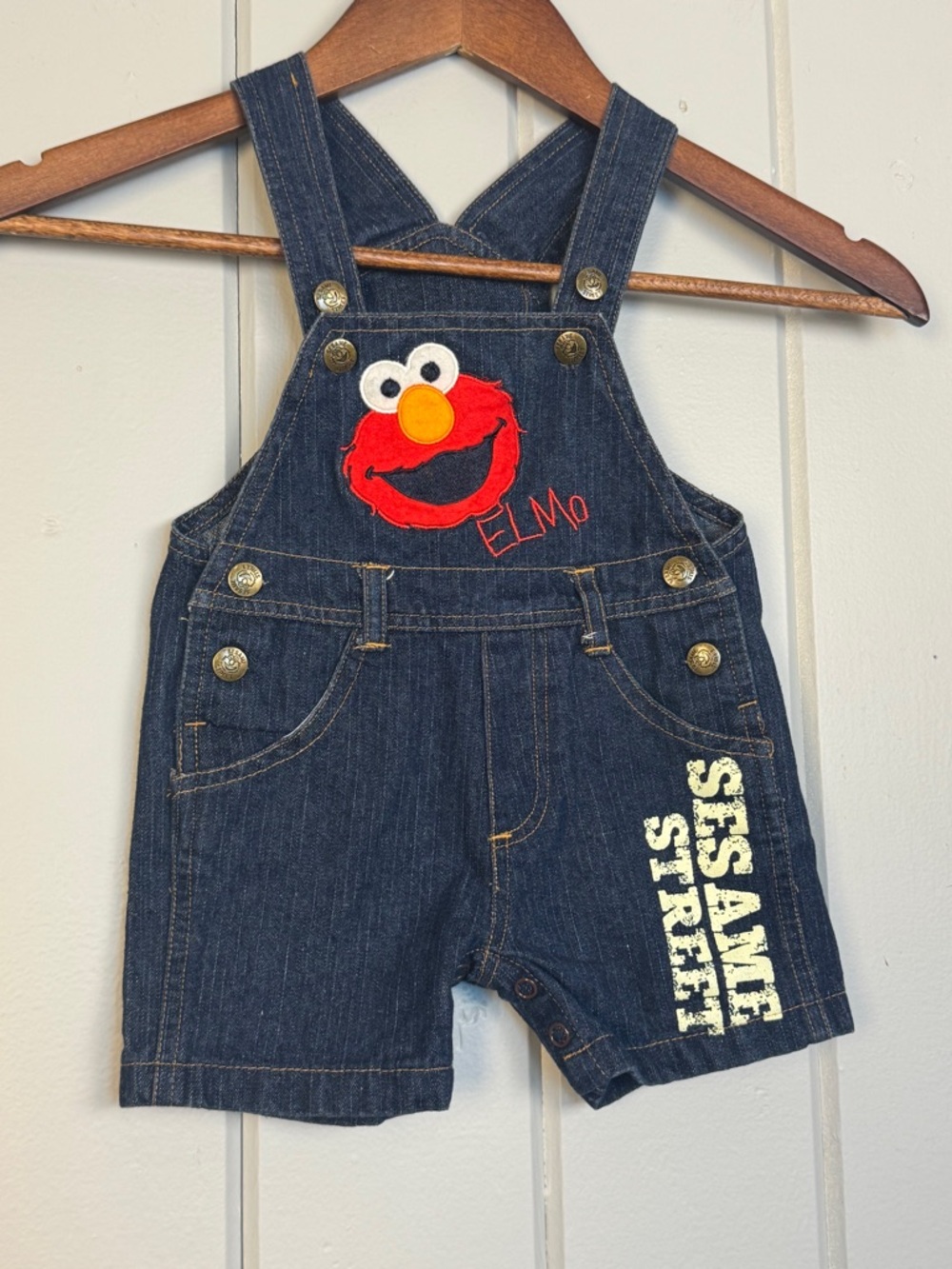 Sesame Street Elmo Short Striped Overalls size 18 Months Toddler Streetwear